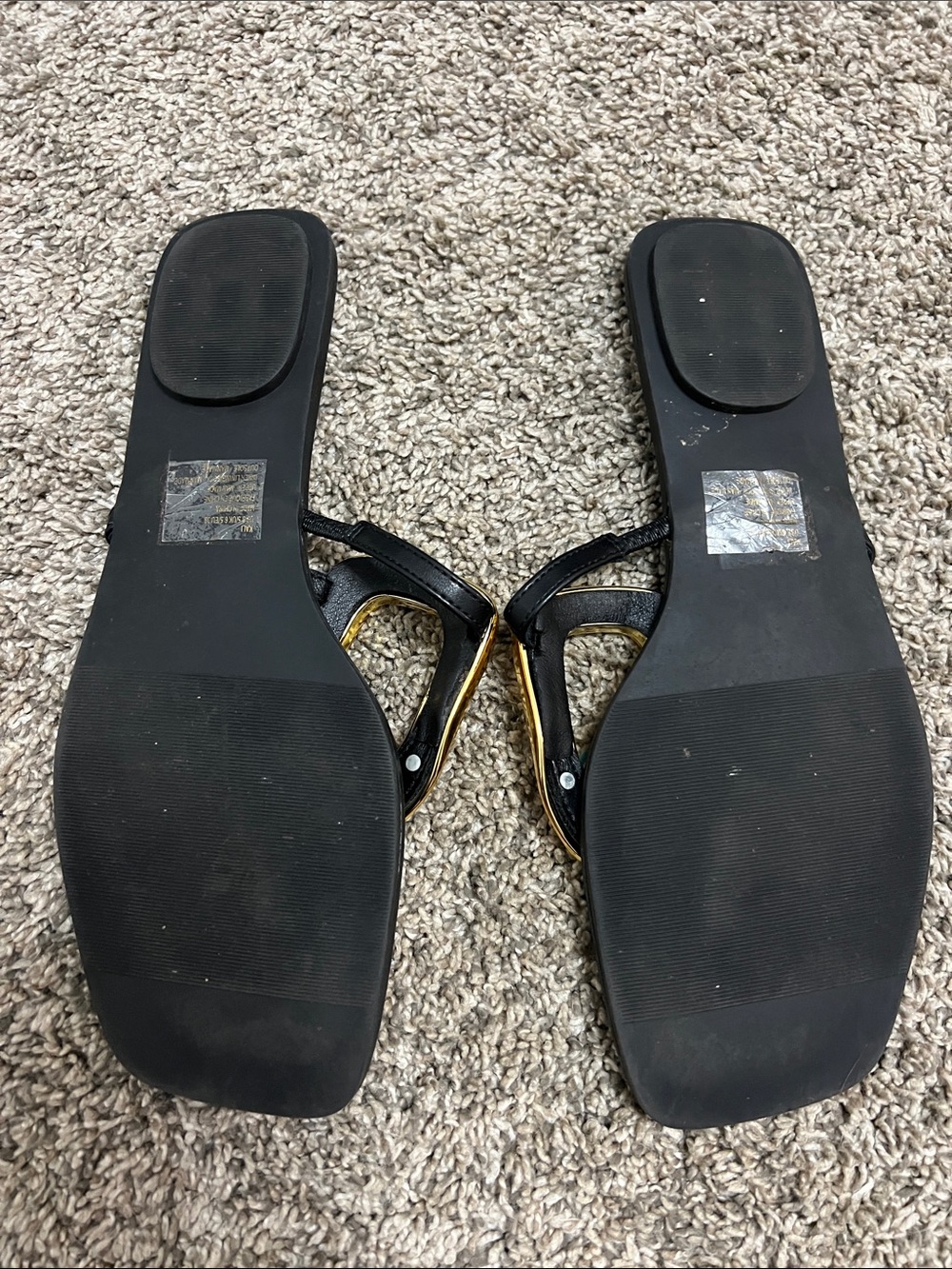 Shoe Dazzle Black Sandals with Gold Accents - Picture 3 of 3